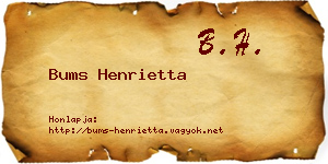 Bums Henrietta névjegykártya